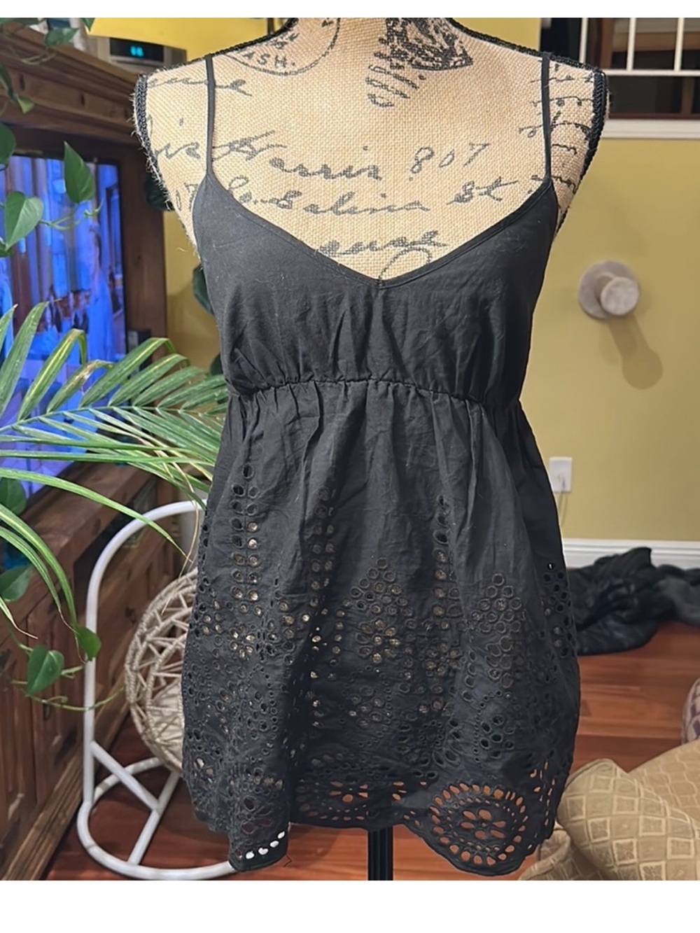 lovestitch Black Eyelet Bodice Babydoll Tank Top